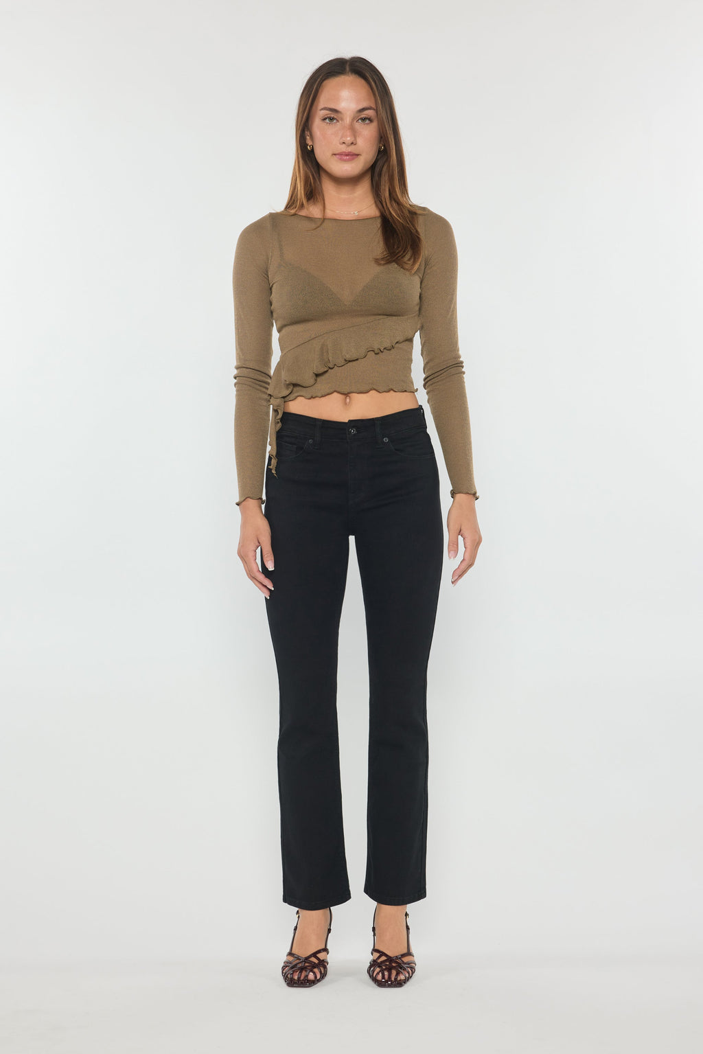 Black High Rise Slim Bootcut With Gentle Wash