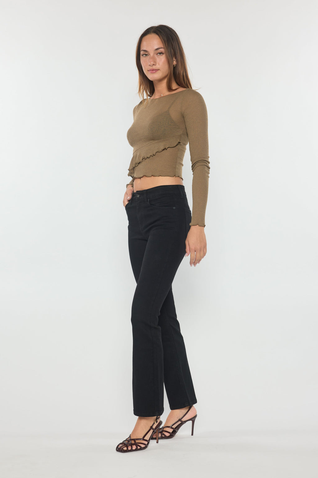 Black High Rise Slim Bootcut With Gentle Wash