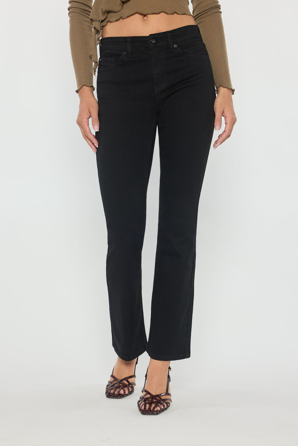 Black High Rise Slim Bootcut With Gentle Wash