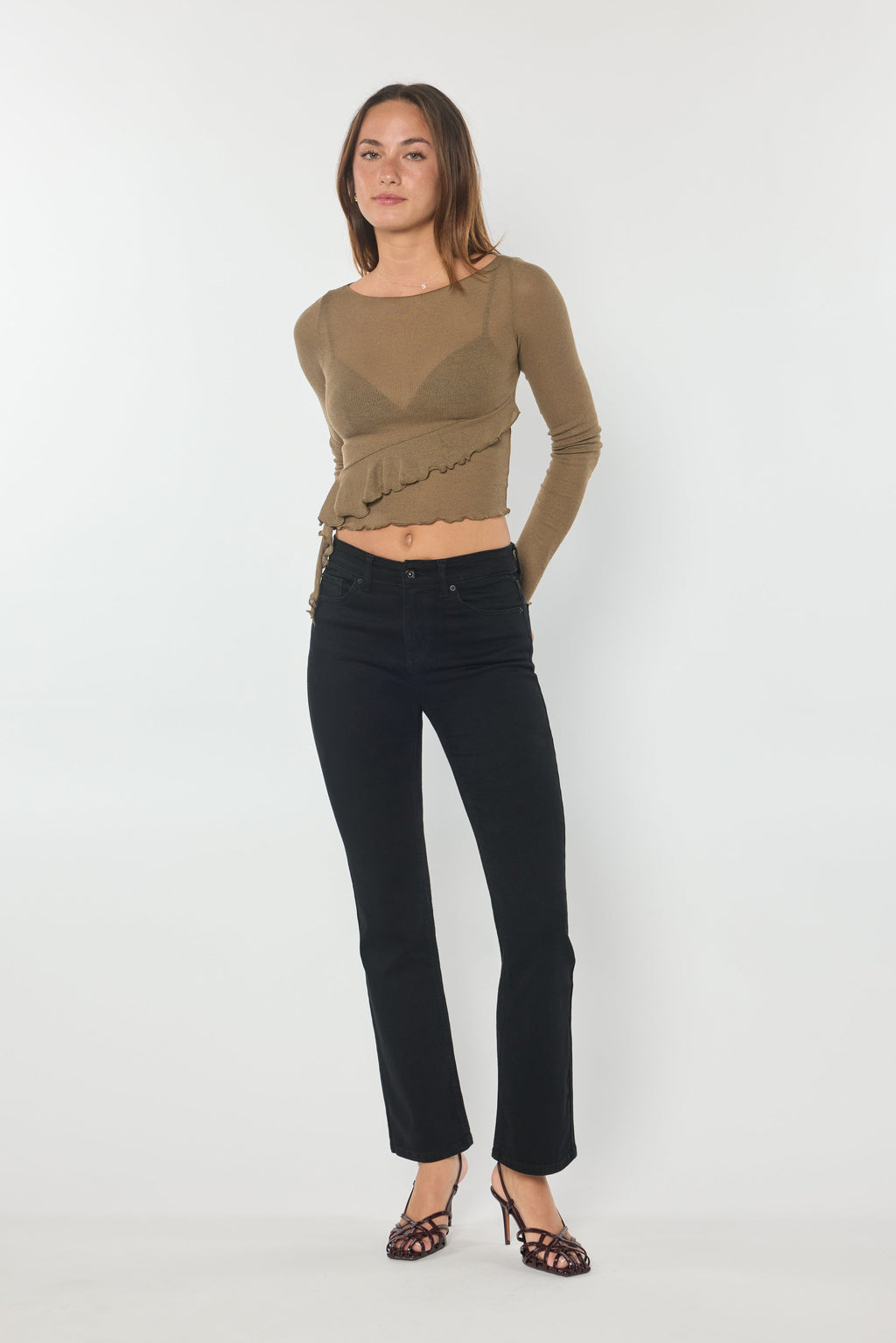Black High Rise Slim Bootcut With Gentle Wash