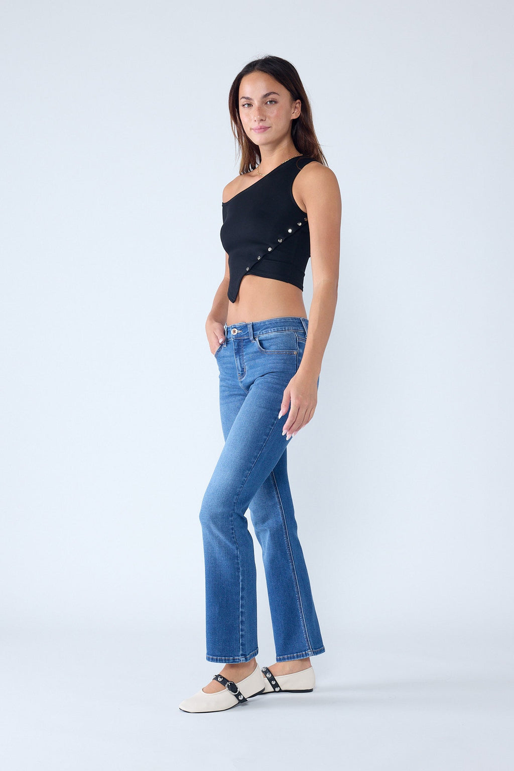 High Rise Slim Bootcut With Gentle Wash