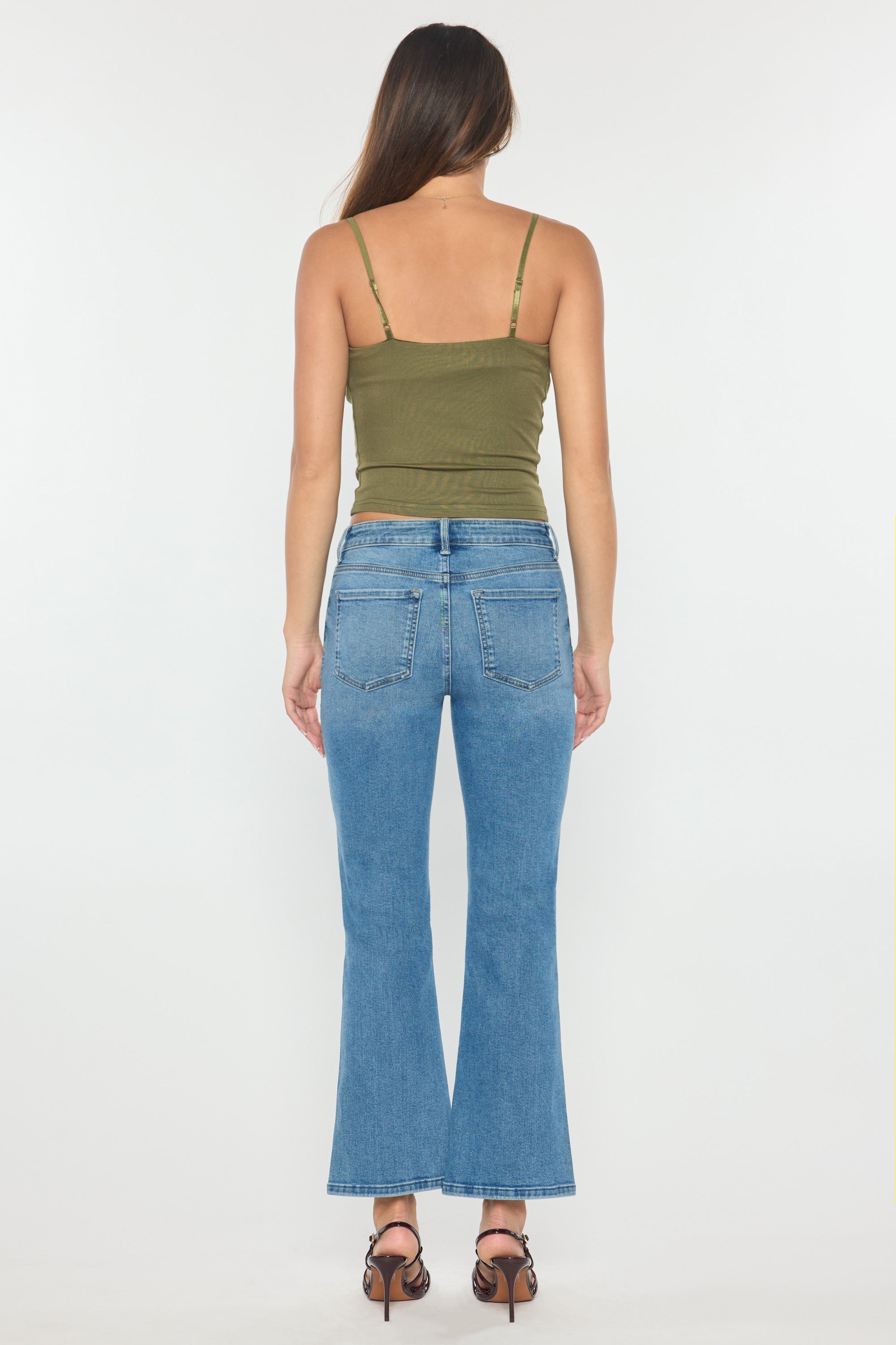High Rise Relaxed Crop Bootcut with Side Cut-out hole Detail