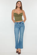 High Rise Relaxed Crop Bootcut with Side Cut-out hole Detail