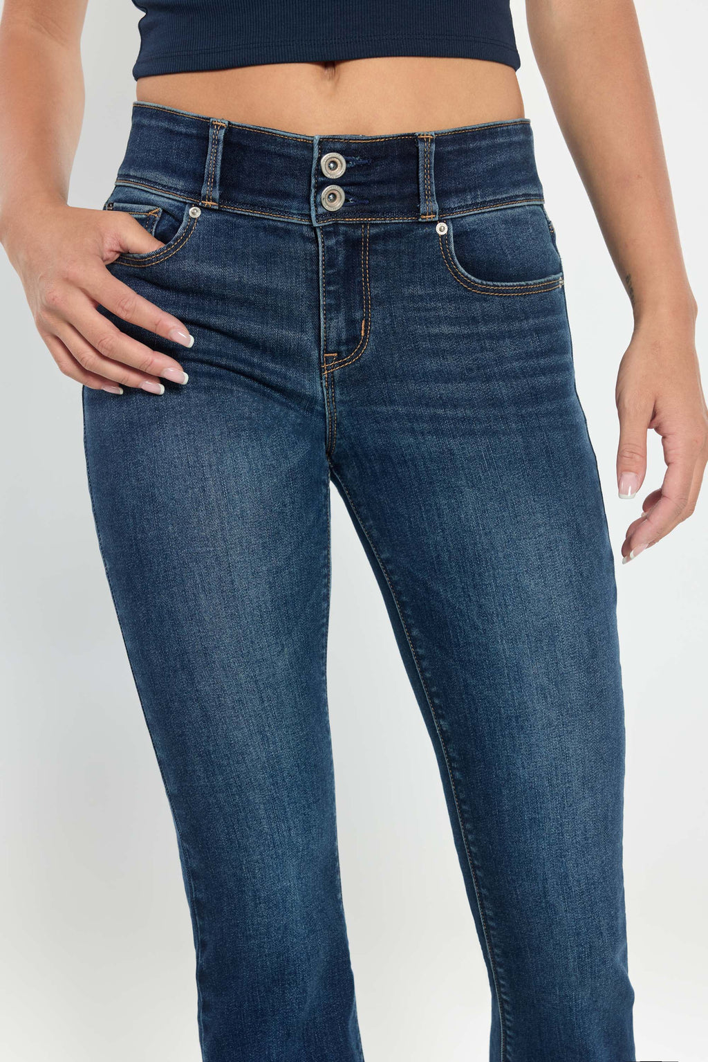 High Rise Two Button Bootcut
