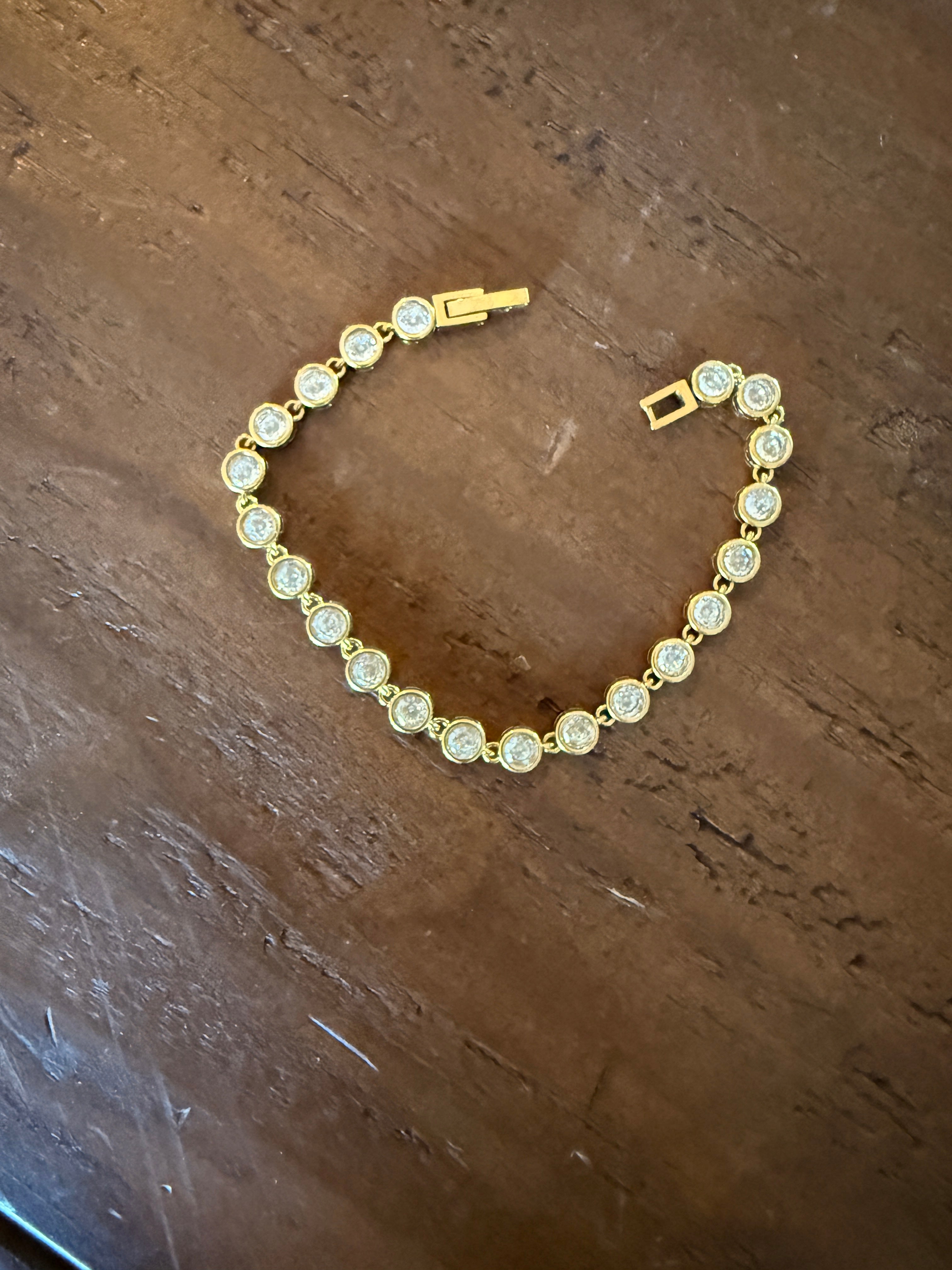 waterproof bezel set cz tennis bracelet